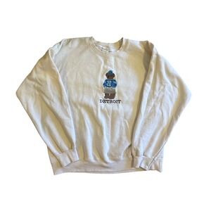 Bluthreads and Co Detroit Lions Bear Number 20 Embroidered Sweatshirt Cream Lg
